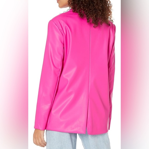 Steve Madden Leather Vibrant Pink Blazer Jacket - Size Medium - Picture 3 of 9